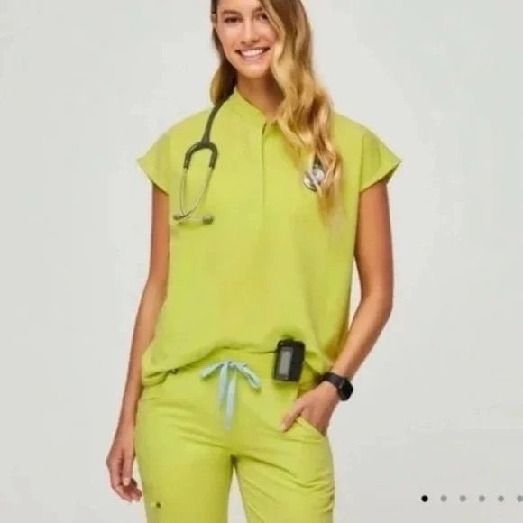 Figs Tops - Figs Women's Lime Green Scrub Top